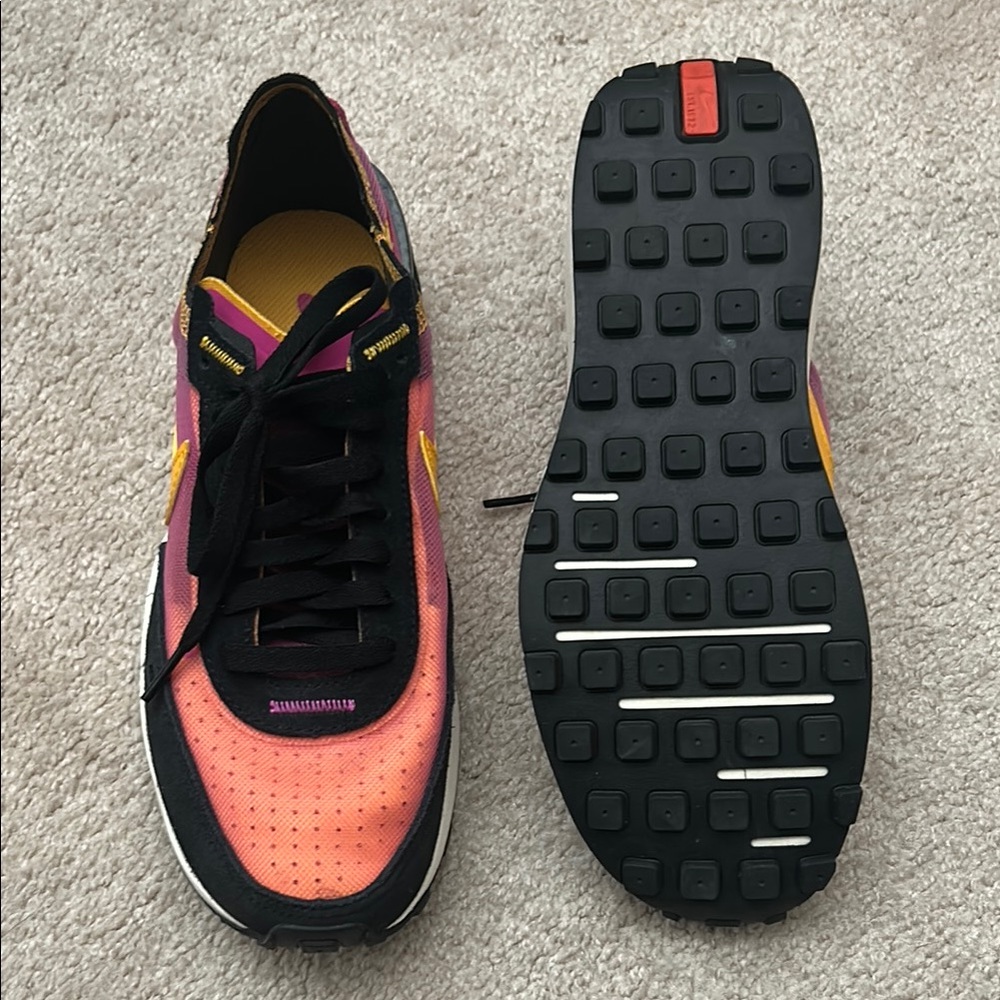 Nike Women's Pink and Yellow Runner Sneaker - Picture 2 of 4